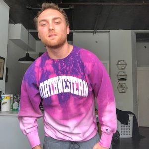 Northwestern Champion Bleach-Dyed Crewneck